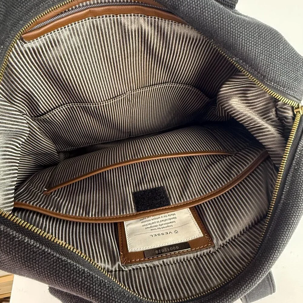VESSEL Heavy Canvas and Faux Suede Synthetic Leather Backpack